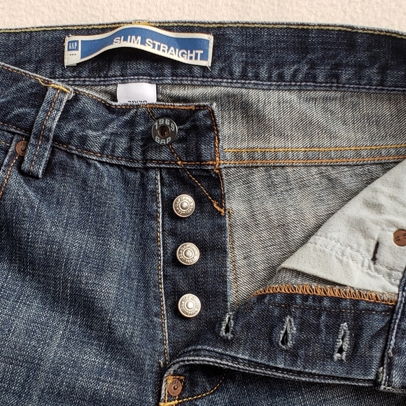 Men's Slim Straight 100% Cotton Blue Jeans - Picture 5 of 11